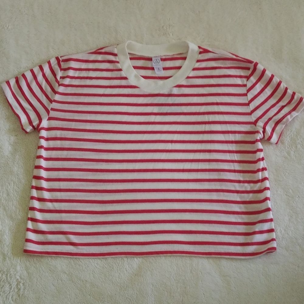 {Flawed} Alternative Striped Eco Jersey Cropped Tee - NWT